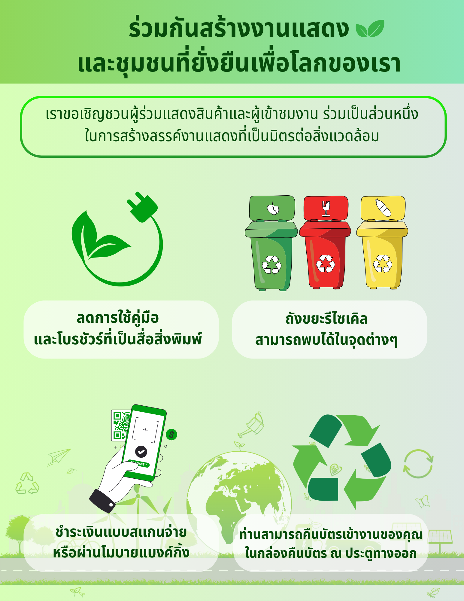 ร่วมกันสร้างงานแสดง และชุมชนที่ยั่งยืนเพื่อโลกของเรา